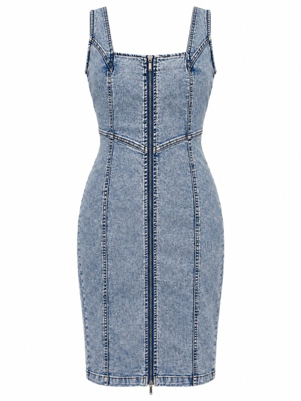 VENUS ACID WASH DENIM DRESS, ZIPPERED FRONT, SIZE 12, (actual dress pictures)